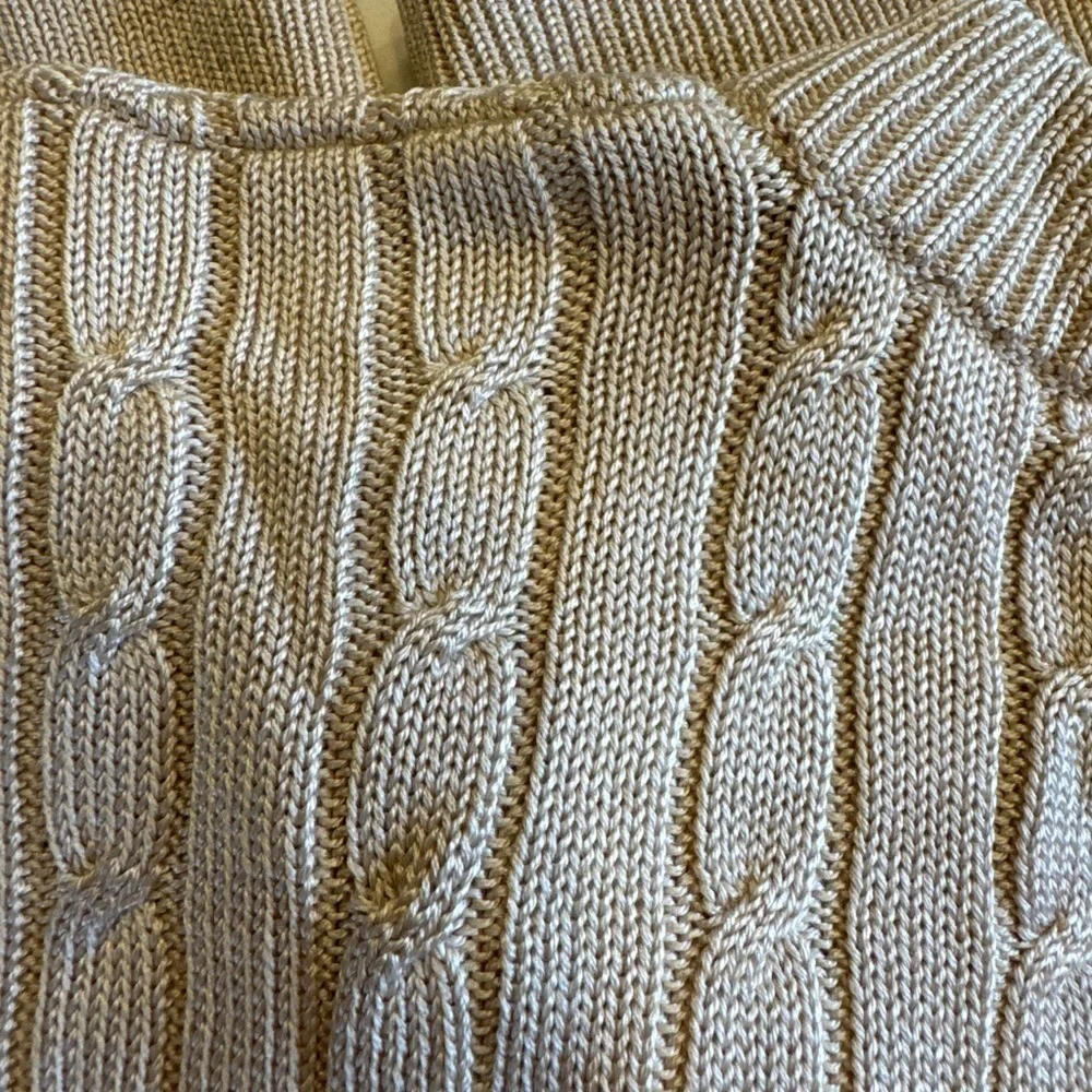 Vintage Cullen Silk Cream Cable Knit Crew Sweater Lightweight Neutrals/ XLG